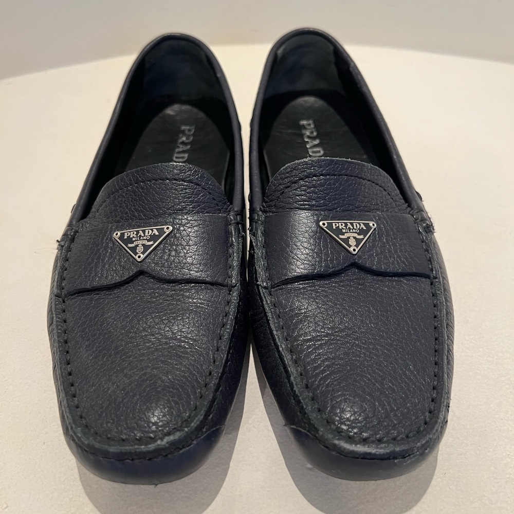 Prada Navy Leather Loafer 36.5